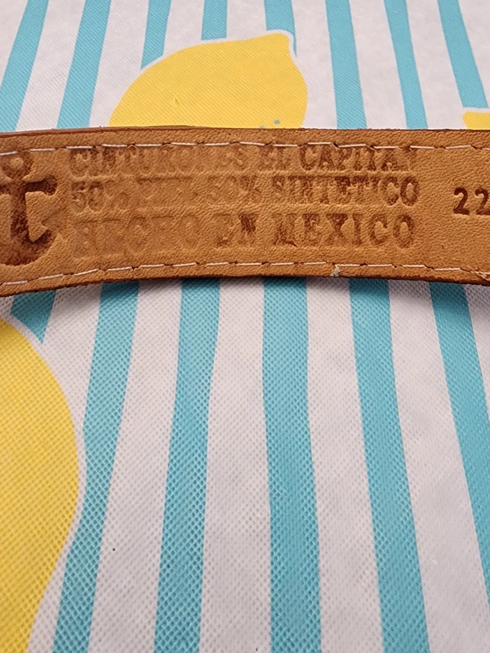 Handcrafted Brown Leather Boy's Belt with White Embroidery Sz 5